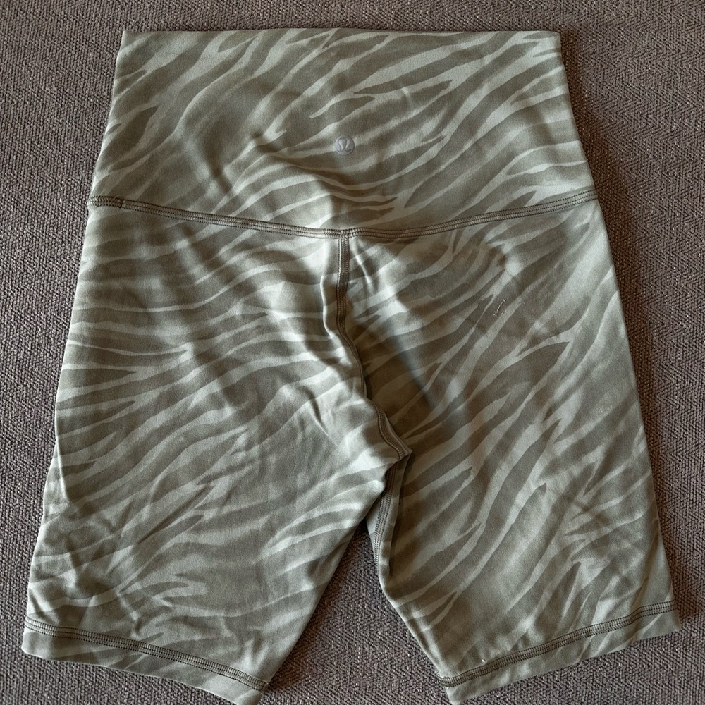 Lululemon Athletica Olive Zebra Print Bike Shorts